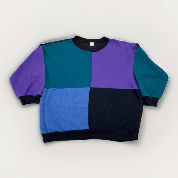 Tops - Vintage Sweatshirt Colorblock Womens L 90s 80s Reto Crewneck Fleece